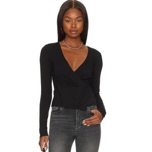 GOOD AMERICAN Good Touch Wrap Top in Black sz 2 / M